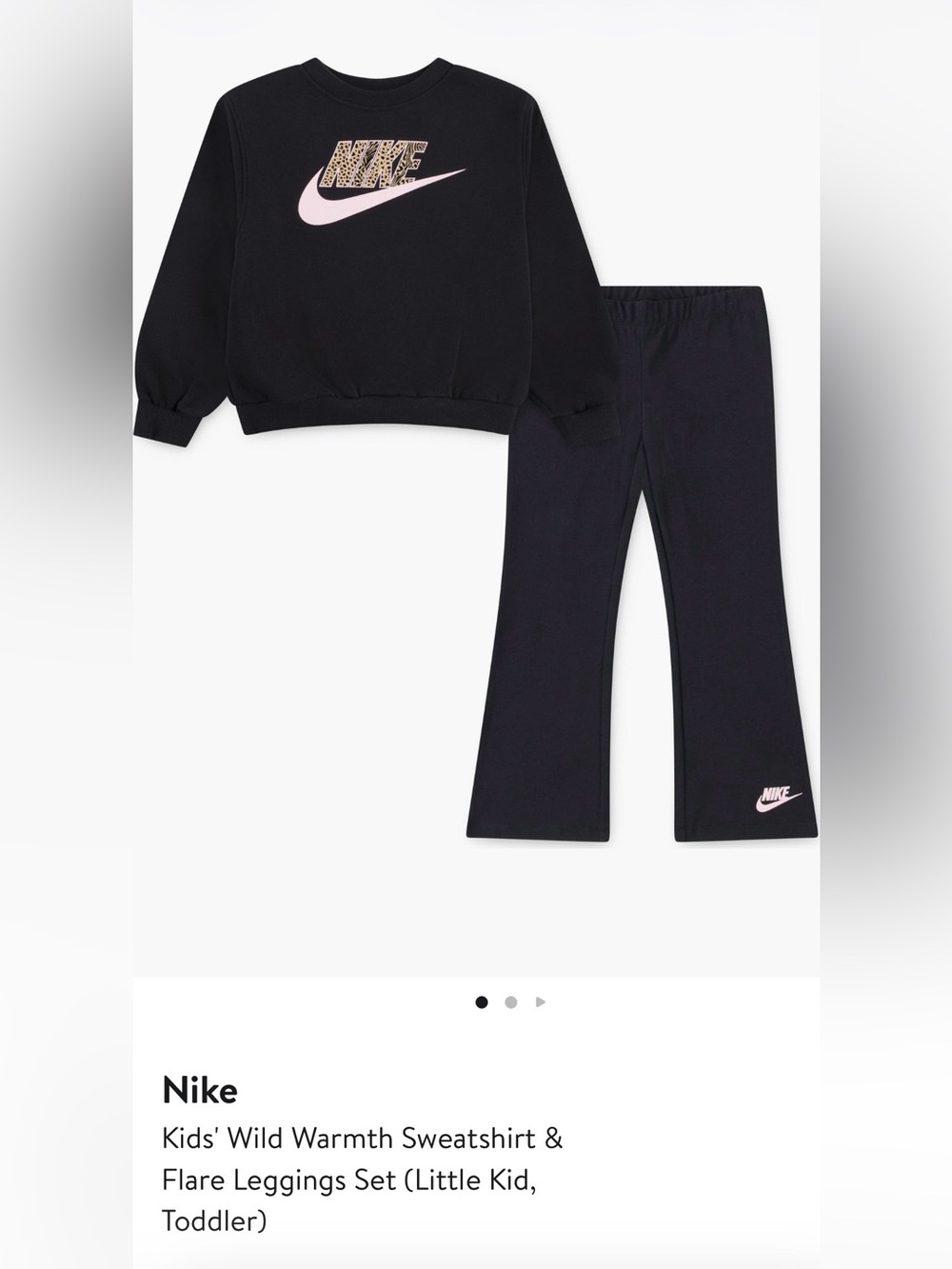 Nike Black Kids' Leggings with Pink Swoosh Accent